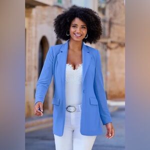 Elegant Sky Periwinkle Blue Women's Blazer, Size 8